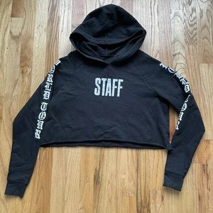 Women's Justin Bieber Purpose Tour Black Cropped Hoodie Hooded Sweatshirt Sz XL